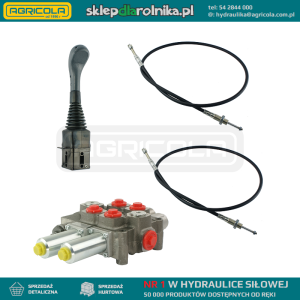 Zestaw hydrauliczny 2 sekcyjny: rozdzielacz 120L z sekcją pływającą + joystick bez przycisków + dwie linki 2m