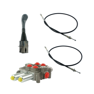 Zestaw hydrauliczny 2 sekcyjny: rozdzielacz 120L z sekcją pływającą + joystick bez przycisków + dwie linki 3m