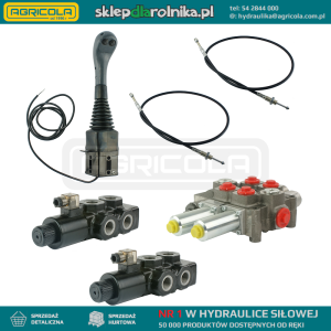 Zestaw hydrauliczny 4 sekcyjny: rozdzielacz 120L + dwa elektrozawory 6/2 + joystick z dwoma przyciskami + dwie linki 1,5m