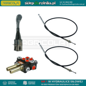 Zestaw hydrauliczny 2 sekcyjny: rozdzielacz 40L + joystick bez przycisków + dwie linki 3m