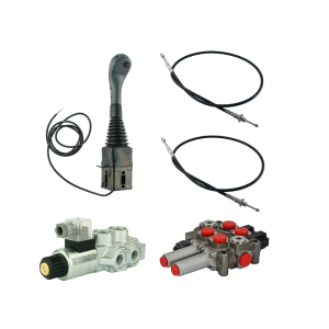 Zestaw hydrauliczny 3 sekcyjny: rozdzielacz 60L + elektrozawór 6/2 + joystick z jednym przyciskiem + dwie linki 2,5m