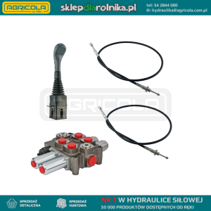 Zestaw hydrauliczny 2 sekcyjny: rozdzielacz 90L + joystick bez przycisków + dwie linki 2m