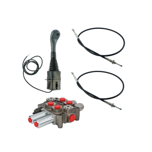 Zestaw hydrauliczny 2 sekcyjny: rozdzielacz 90L z sekcją pływającą + joystick z jednym przyciskiem + dwie linki 3m