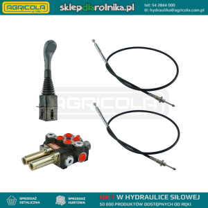 Zestaw hydrauliczny 2 sekcyjny: rozdzielacz 40L z sekcją pływającą + joystick bez przycisków + dwie linki 2,5m