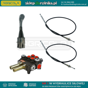 Zestaw hydrauliczny 2 sekcyjny: rozdzielacz 80L + joystick bez przycisków + dwie linki 1,5m