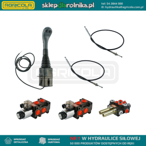 Zestaw hydrauliczny 4 sekcyjny: rozdzielacz 40L + dwa elektrozawory 6/2 + joystick z dwoma przyciskami + dwie linki 1,5m