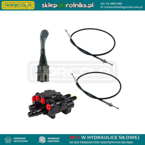 Zestaw hydrauliczny 2 sekcyjny: rozdzielacz 80L z sekcją pływającą + joystick bez przycisków + dwie linki 3m