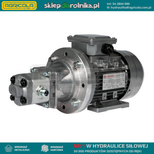 Pompa hydrauliczna zębata + silnik 3-fazowy 380V 2,2kW w zestawie z łącznikiem dzwonowym i sprzęgłem kłowym, wydajność zestawu : 5,18L/min ciśnienie max: 20MPa