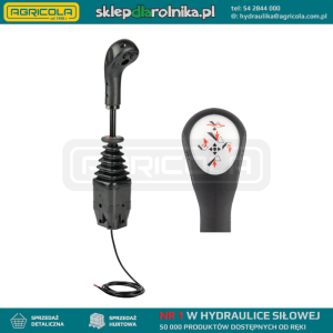 Wzmocniony joystick Indemar 6141 z dwoma przyciskami. Przystosowany do linek na widełki.