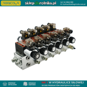 Rozdzielacz hydrauliczny 5 sekcyjny blokowy typu CETOP 03 NG6 sterowany elektrycznie 12V