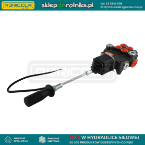 Rozdzielacz hydrauliczny 2 sekcyjny 80L sterowany joystickiem z jednym przyciskiem elektrycznym