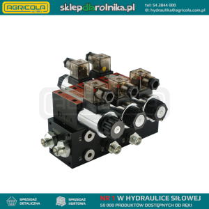 Rozdzielacz hydrauliczny 2 sekcyjny blokowy typu CETOP 03 NG6 sterowany elektrycznie 24V