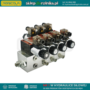 Rozdzielacz hydrauliczny 3 sekcyjny blokowy typu CETOP 03 NG6 sterowany elektrycznie 24V