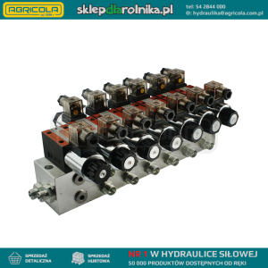 Rozdzielacz hydrauliczny 6 sekcyjny blokowy typu CETOP 03 NG6 sterowany elektrycznie 230V