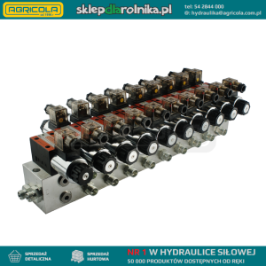 Rozdzielacz hydrauliczny 9 sekcyjny blokowy typu CETOP 03 NG6 sterowany elektrycznie 24V