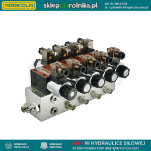 Rozdzielacz hydrauliczny 4 sekcyjny blokowy typu CETOP 03 NG6 sterowany elektrycznie 12V