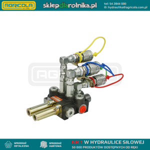 Rozdzielacz hydrauliczny 2 sekcyjny 40L z kompletem szybkozłączy gniazd euro sterowany linkami