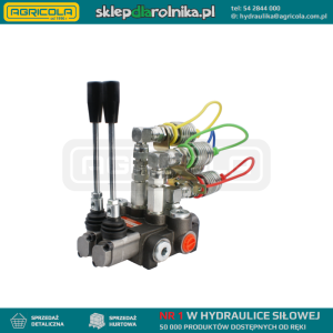 Rozdzielacz hydrauliczny 2 sekcyjny 40L z kompletem szybkozłączy gniazd Euro