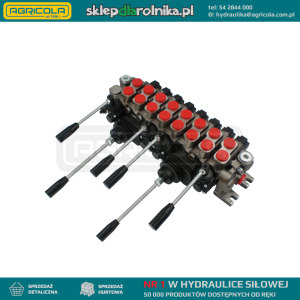 Rozdzielacz hydrauliczny 8 sekcyjny 60L sterowany czterema dźwigniami i dwoma joystickami