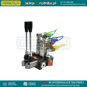 Rozdzielacz hydrauliczny 2 sekcyjny 40L z kompletem szybkozłączy wtyczek Euro