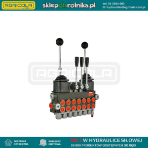 Rozdzielacz hydrauliczny 7 sekcyjny 40L sterowany trzema dźwigniami i dwoma joystickami