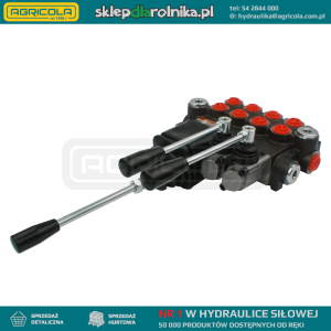 Rozdzielacz hydrauliczny 4 sekcyjny 40L sterowany dwoma dźwigniami i jednym joystickiem