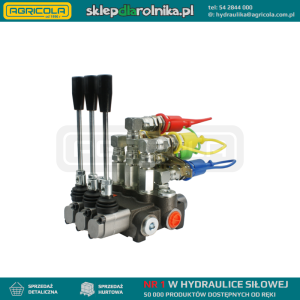 Rozdzielacz hydrauliczny 3 sekcyjny 40L z kompletem szybkozłączy wtyczek Euro