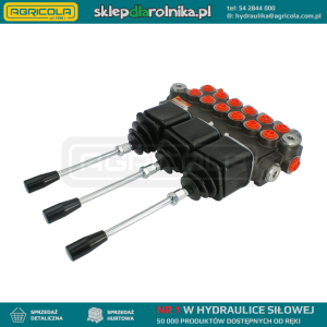 Rozdzielacz hydrauliczny 6 sekcyjny 40L sterowany trzema joystickami