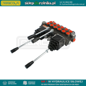 Rozdzielacz hydrauliczny 6 sekcyjny 40L sterowany dwoma dźwigniami i dwoma joystickami