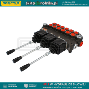 Rozdzielacz hydrauliczny 6 sekcyjny 80L sterowany trzema joystickami