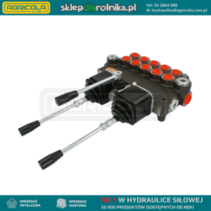 Rozdzielacz hydrauliczny 5 sekcyjny 80L sterowany jedną dźwignią i dwoma joystickami