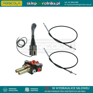 Zestaw hydrauliczny 2 sekcyjny: rozdzielacz 40L + joystick z jednym przyciskiem + dwie linki 2m