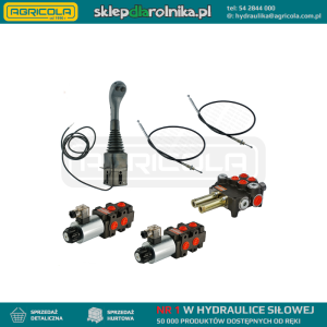 Zestaw hydrauliczny 4 sekcyjny: rozdzielacz 80L + dwa elektrozawory 6/2 + joystick z dwoma przyciskami + dwie linki 2m