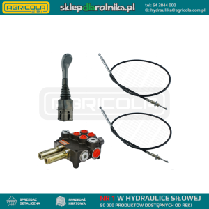 Zestaw hydrauliczny 2 sekcyjny: rozdzielacz 80L + joystick bez przycisków + dwie linki 2m