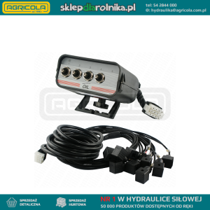 Panel sterujący na 4 przyciski z przewodami i wtyczkami do rozdzielacza hydraulicznego 12V