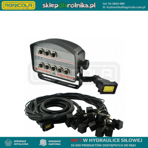 Panel sterujący na 8 przycisków z przewodami i wtyczkami do rozdzielacza hydraulicznego 12V