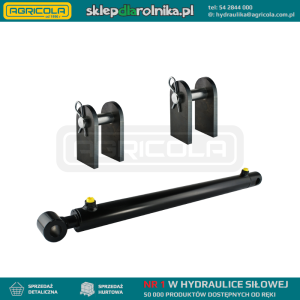 Cylinder siłownik hydrauliczny dwustronnego działania długość: 850mm skok: 640mm z kompletem mocowań