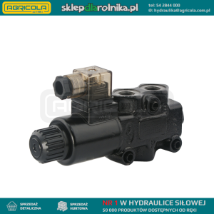 Zawór hydrauliczny sterowany elektrycznie 3-drogowy 3/2 gwinty: 3/8" napięcie: 24V przepływ: 60L/min ciśnienie max: 315bar