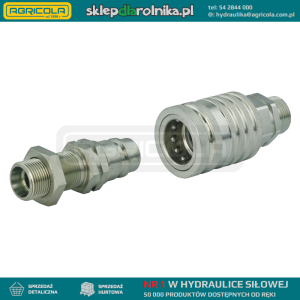 Zestaw szybkozłączy hydraulicznych gniazdo euro + wtyczka grodziowa euro. Gwinty zewnętrzne M18x1.5