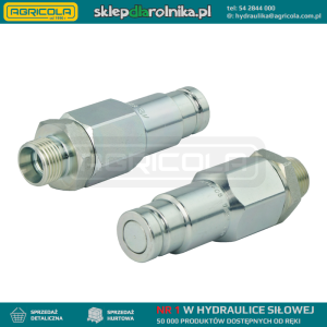 Szybkozłącze hydrauliczne wtyczka płaskie suchoodcinające. Gwint zewnętrzny M18x1.5