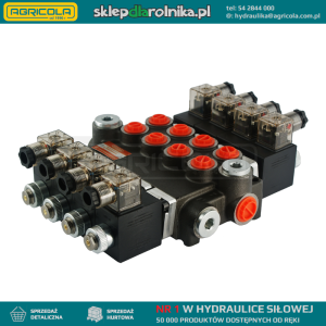 Rozdzielacz hydrauliczny 4 sekcyjny 40L/min sterowany elektrycznie 12V