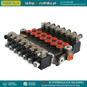 Rozdzielacz hydrauliczny 7 sekcyjny 40L/min sterowany elektrycznie 12V