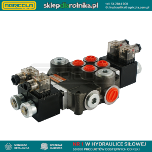 Rozdzielacz hydrauliczny 2 sekcyjny 80L/min sterowany elektrycznie 12V