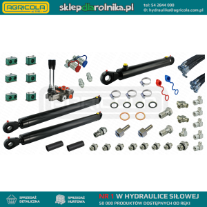 Kompletna hydraulika do ładowacza Tur T-25, rozdzielacz + dwa cylindry do podnoszenia i jeden do łychy + przewody + komponenty