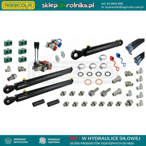 Kompletna hydraulika do ładowacza Tur T-25, rozdzielacz + dwa cylindry do podnoszenia i jeden do łychy + przewody + komponenty