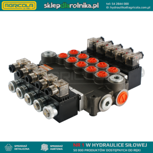 Rozdzielacz hydrauliczny 5 sekcyjny 80L/min sterowany elektrycznie 24V