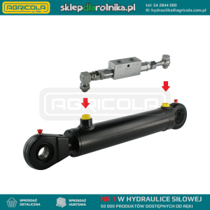 Cylinder siłownik hydrauliczny dwustronnego działania długość: 430mm skok: 200mm CJ2F-50/28/200 U25 w komplecie z zaworem zabezpieczającym VBPDE typu zamek