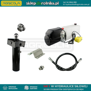 Hydraulika do przyczepy wywrotki, kipra. Zestaw do wywrotu: zasilacz 24V + siłownik skok 520 udźwig do 5 ton