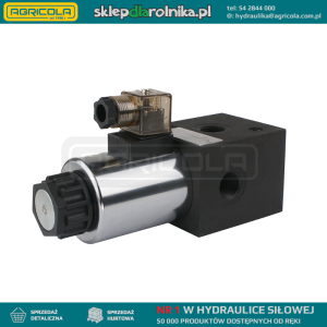 Zawór hydrauliczny sterowany elektrycznie 3-drogowy 3/2 gwinty: 1/2" napięcie: 12V przepływ: 80L/min ciśnienie max: 210bar