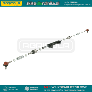 Uniwersalny cylinder siłownik hydrauliczny wspomagania. Montowany w pozycji poprzecznej, skok 2x100mm. W komplecie z przegubami wzdłużnymi i kulistymi